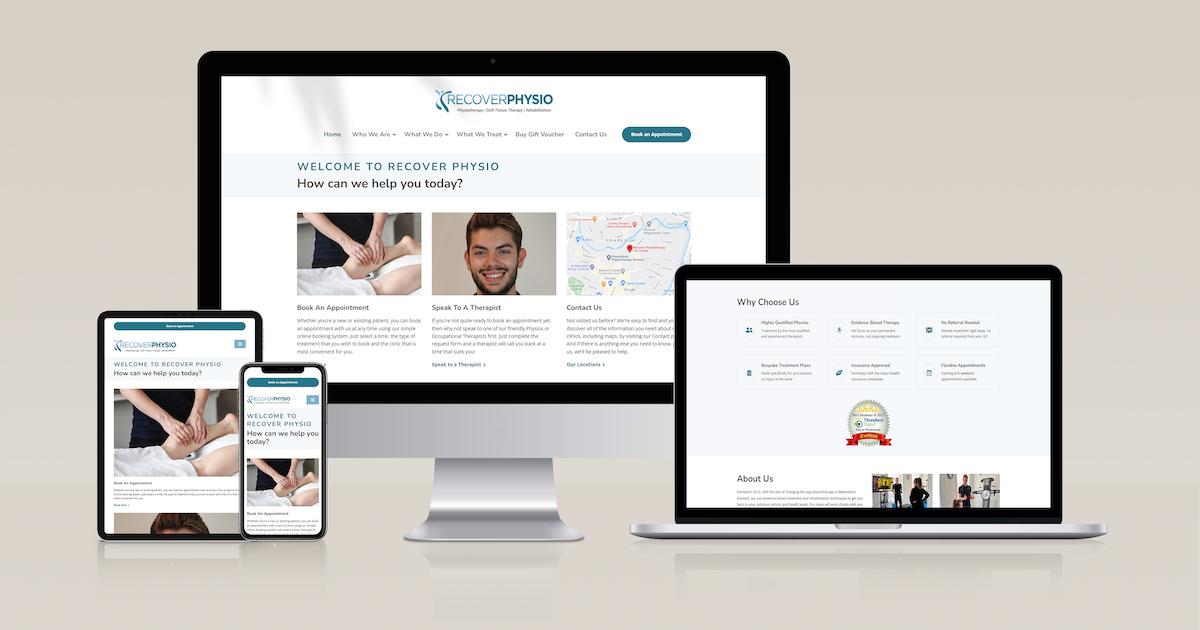 New website for Recover Physiotherapy designed by Clarity Digital