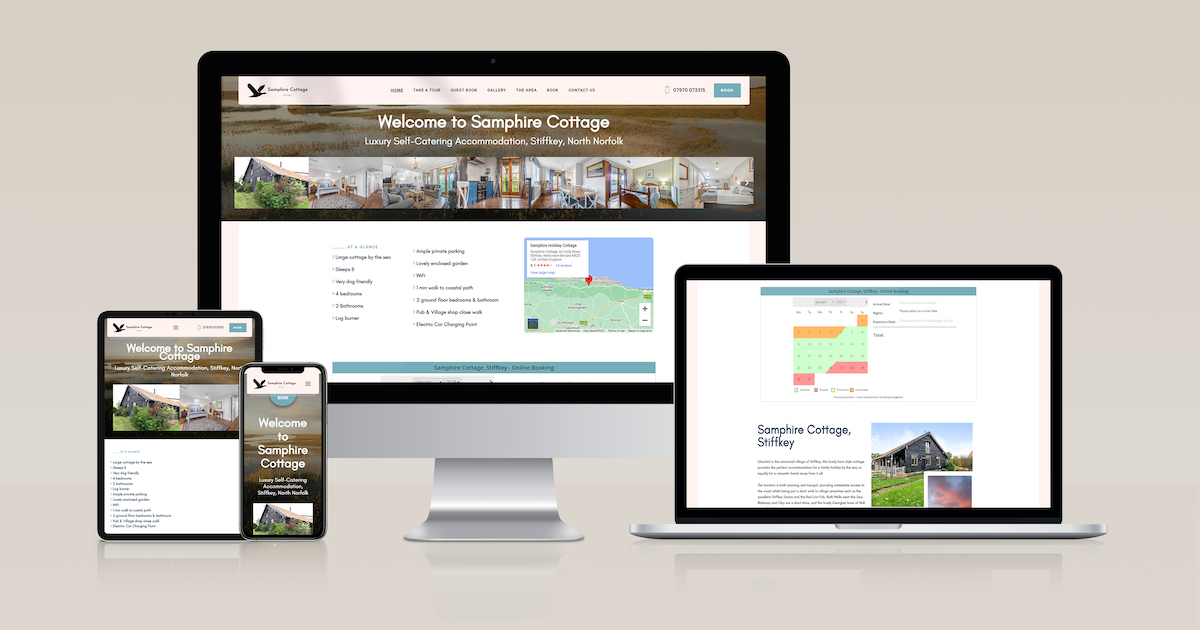 New website for Samphire Cottage designed by Clarity Digital